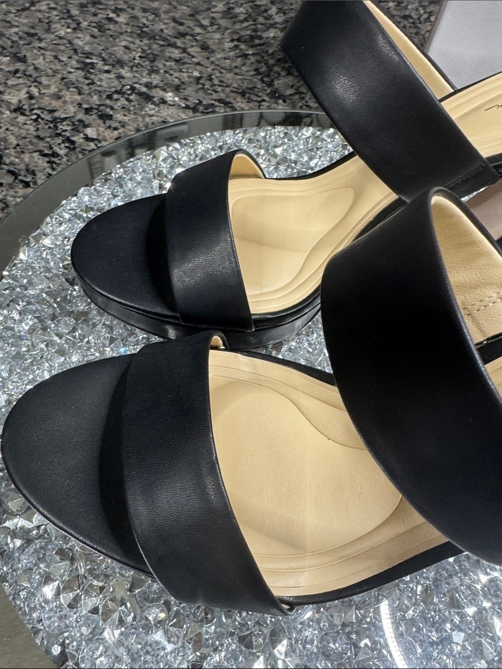 Jessica Simpson Dizza Black Double-Band Platform Block Heels NEW 9.5 - Picture 11 of 14